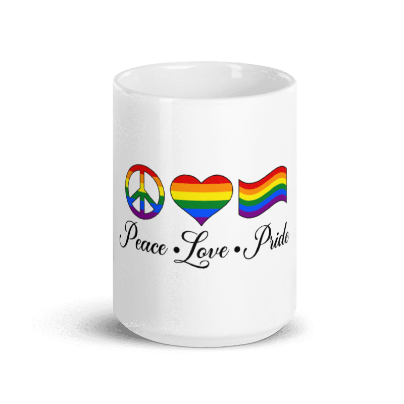 Love Pride Mug, Peace, Love, Pride