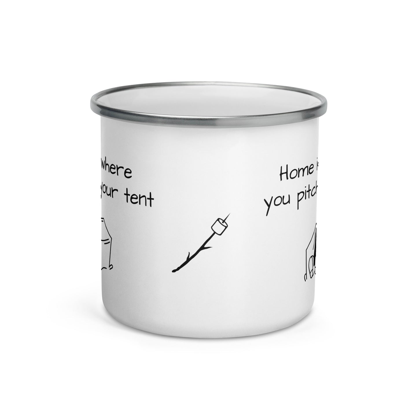 Show your enamel camping 12oz mug: rugged, cute quote. Perfect for wilderness coffee or tea moments