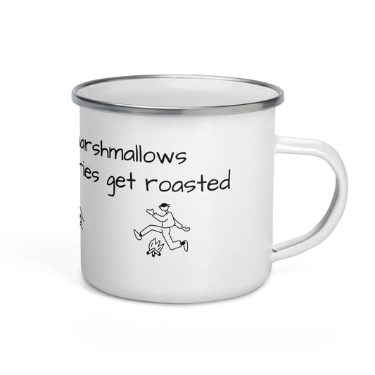 Show your enamel camping 12oz mug: rugged, cute quote. Perfect for wilderness coffee or tea moments