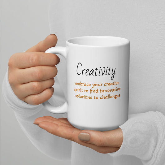 This big white glossy mug holds 15 oz. of your favorite coffee, inspiring you with motivational messages each morning