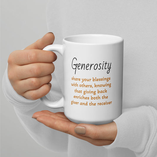 This big white glossy mug holds 15 oz. of your favorite coffee, inspiring you with motivational messages each morning