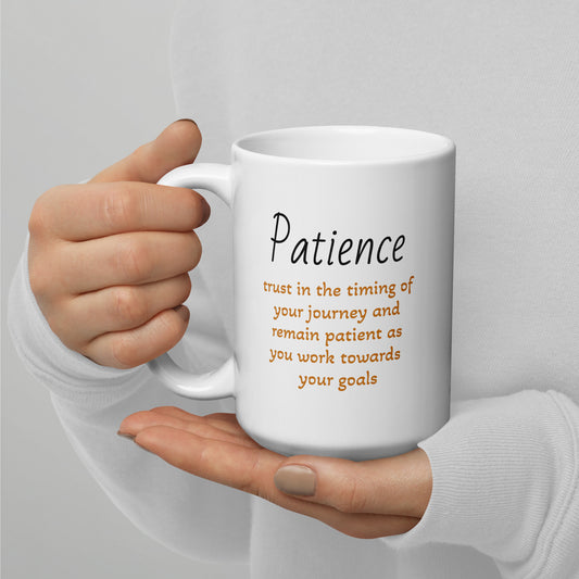 This big white glossy mug holds 15 oz. of your favorite coffee, inspiring you with motivational messages each morning